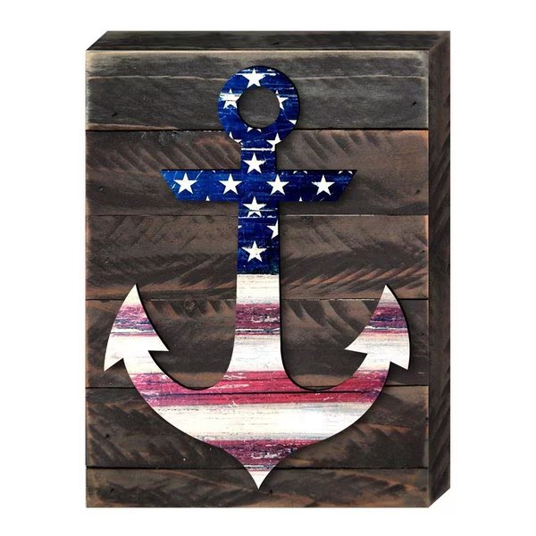Patriotic Anchor Home of the Brave Quote Americana Art on Board Wall Decor, Clean Choice, Mfr#: CL2582220